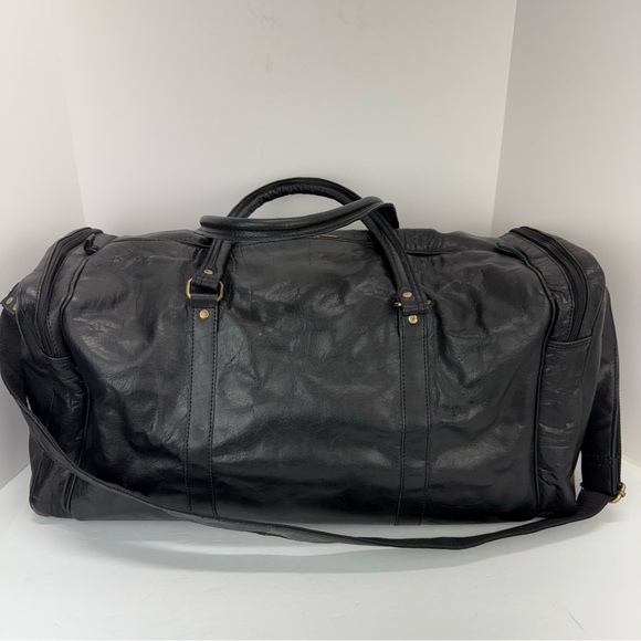 Brantley Gilbert Black Real Buffalo Leather Sherpa Lined Travel Duffle Bag - Picture 3 of 10